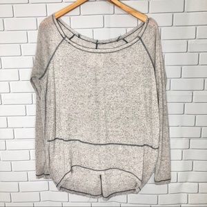 Free People Oversized Distressed Collar Casual High Low Top Small